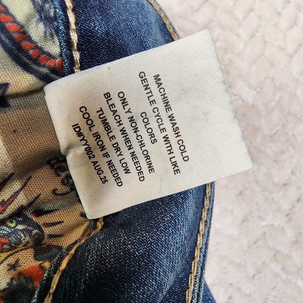 Ed Hardy Wide-Leg Jeans Embroidered Tattoo Graphic Mens Sz 28 WEHD8300-2 NWT - Picture 8 of 16